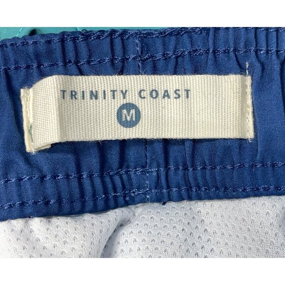Trinity Coast Mens Sz M Swim Trunks Blue & Aqua 7" Inseam Mesh Lining Elastic Wa - Picture 6 of 7